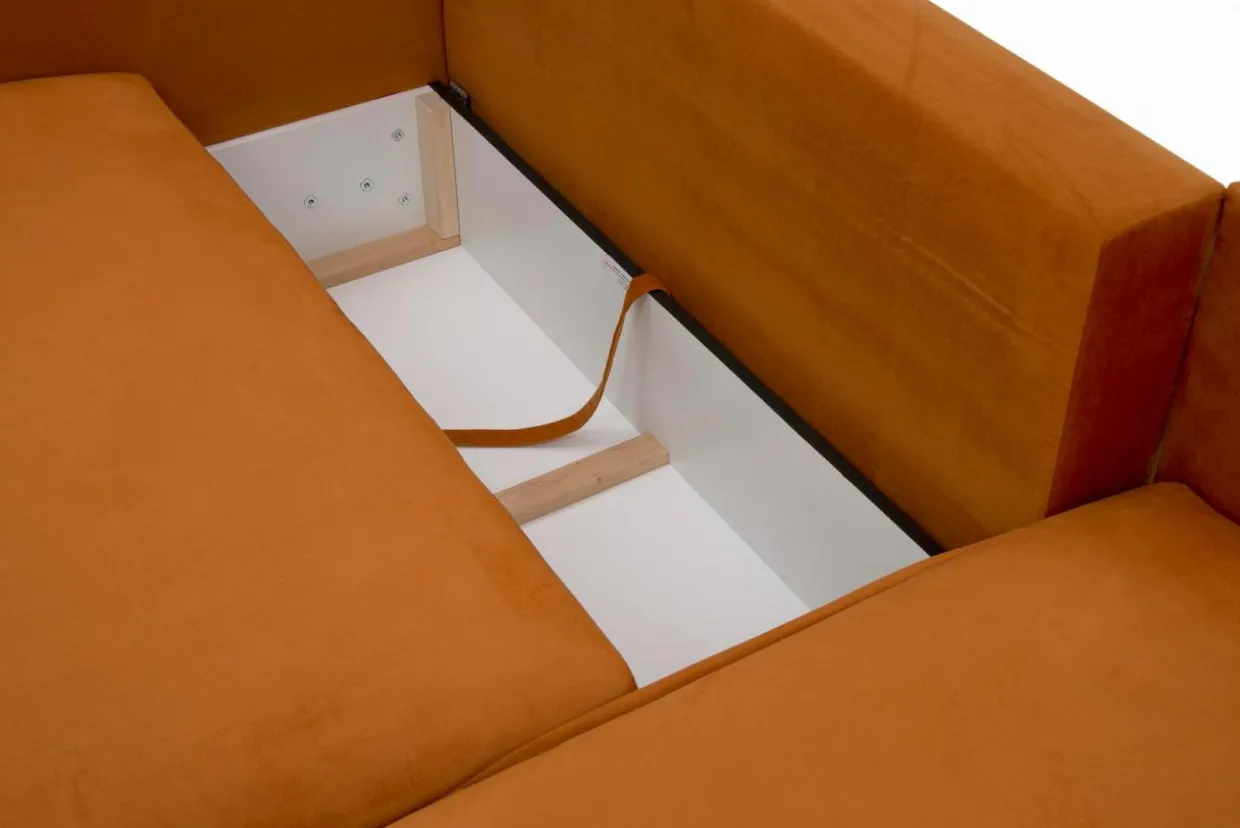 Narożnik rozkładany bursztynowy SUNNY prawy