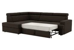 Narożnik rozkładany ciemnobrązowy COMO lewy