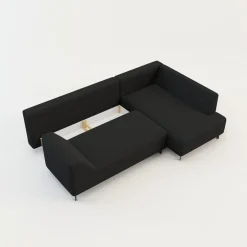 Narożnik rozkładany czarny ASOLO prawy