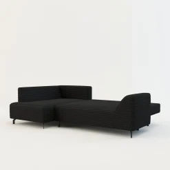 Narożnik rozkładany czarny ASOLO lewy