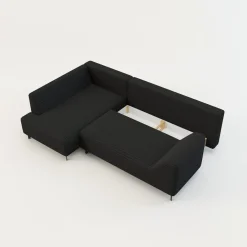 Narożnik rozkładany czarny ASOLO lewy