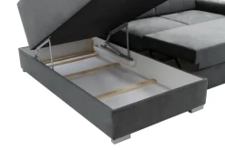 Narożnik rozkładany grafitowy TRENTON lewy