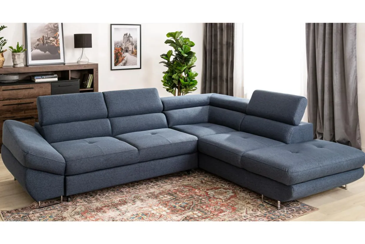 Narożnik rozkładany granatowy FABIO lewy