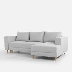 Narożnik rozkładany jasnoszary PERA prawy