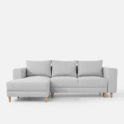 Narożnik rozkładany jasnoszary PERA lewy