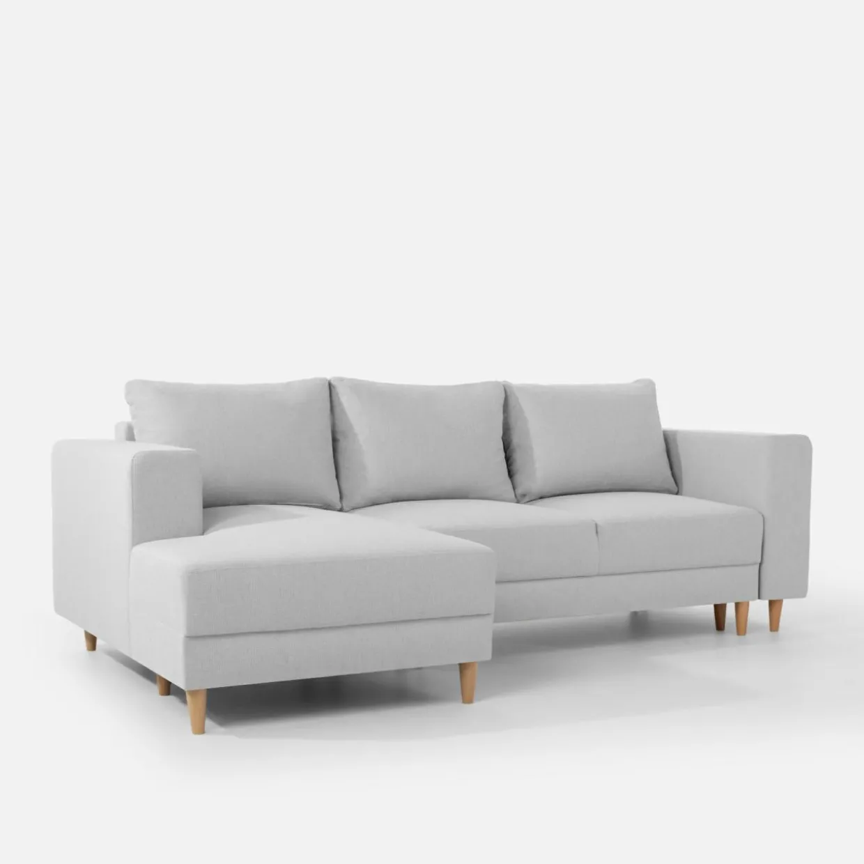 Narożnik rozkładany jasnoszary PERA lewy