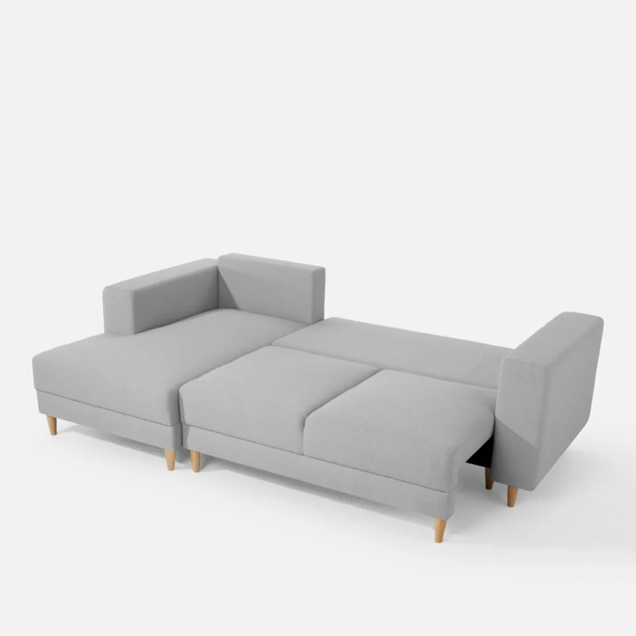 Narożnik rozkładany jasnoszary PERA lewy