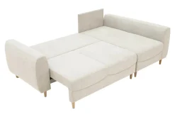 Narożnik rozkładany kremowy TENDER prawy