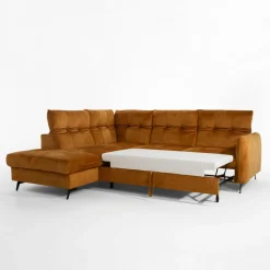 Narożnik rozkładany musztardowy GOJA lewy