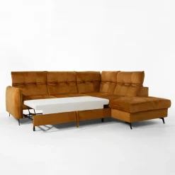 Narożnik rozkładany musztardowy GOJA prawy