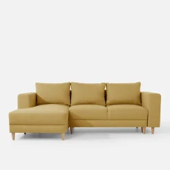 Narożnik rozkładany musztardowy PERA lewy