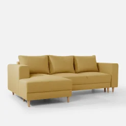 Narożnik rozkładany musztardowy PERA lewy