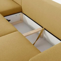 Narożnik rozkładany musztardowy PERA lewy