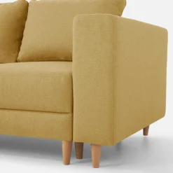 Narożnik rozkładany musztardowy PERA lewy