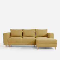 Narożnik rozkładany musztardowy PERA prawy