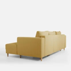 Narożnik rozkładany musztardowy PERA prawy