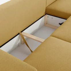 Narożnik rozkładany musztardowy PERA prawy