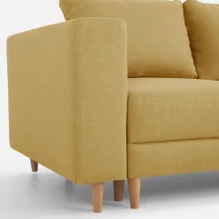 Narożnik rozkładany musztardowy PERA prawy