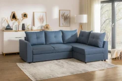 Narożnik rozkładany niebieski SORINO prawy