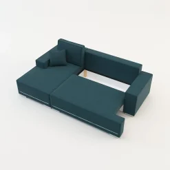 Narożnik rozkładany niebieski z podświetleniem EVERETT lewy