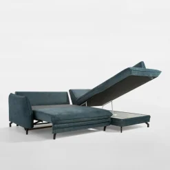 Narożnik rozkładany niebieski OPTIMA prawy