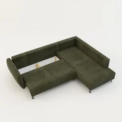 Narożnik rozkładany oliwkowy AMELIA prawy