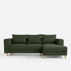 Narożnik rozkładany oliwkowy PERA prawy