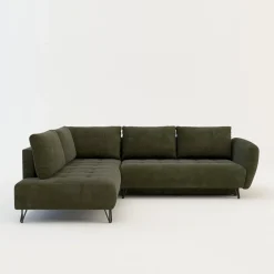 Narożnik rozkładany oliwkowy AMELIA lewy