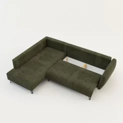 Narożnik rozkładany oliwkowy AMELIA lewy