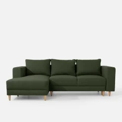 Narożnik rozkładany oliwkowy PERA lewy