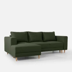 Narożnik rozkładany oliwkowy PERA lewy