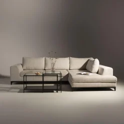 Narożnik rozkładany szarobeżowy BOLOGNA lewy