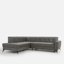 Narożnik rozkładany szarobeżowy STORN lewy