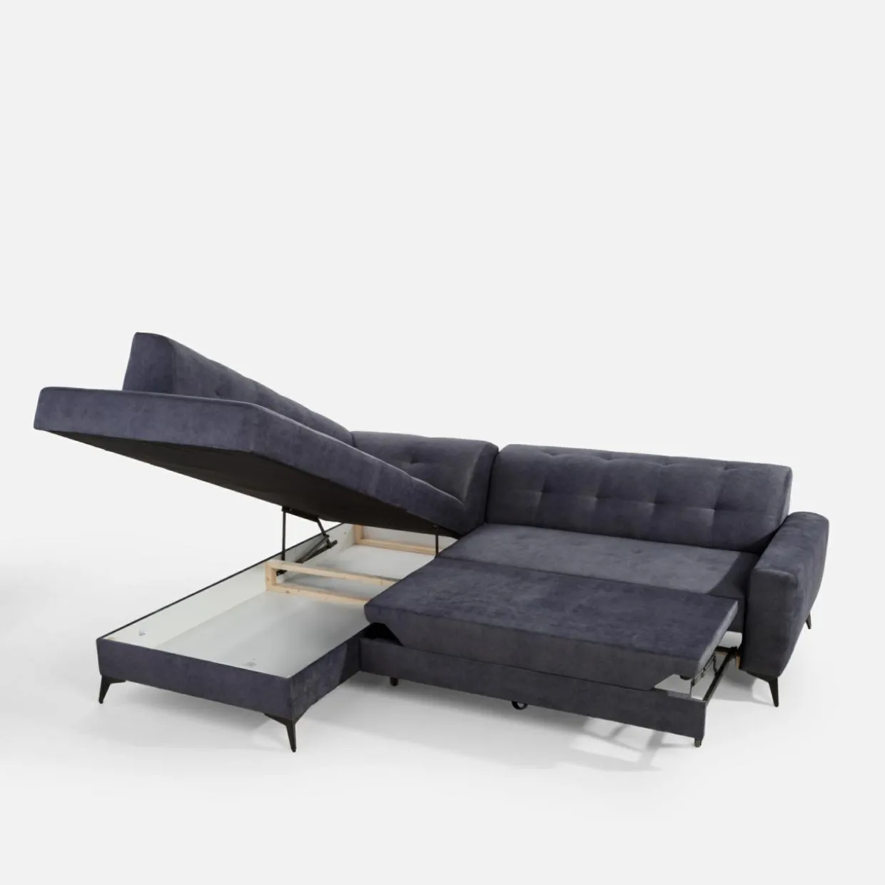 Narożnik rozkładany szaroniebieski STORN lewy