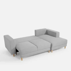 Narożnik rozkładany szary PERA prawy