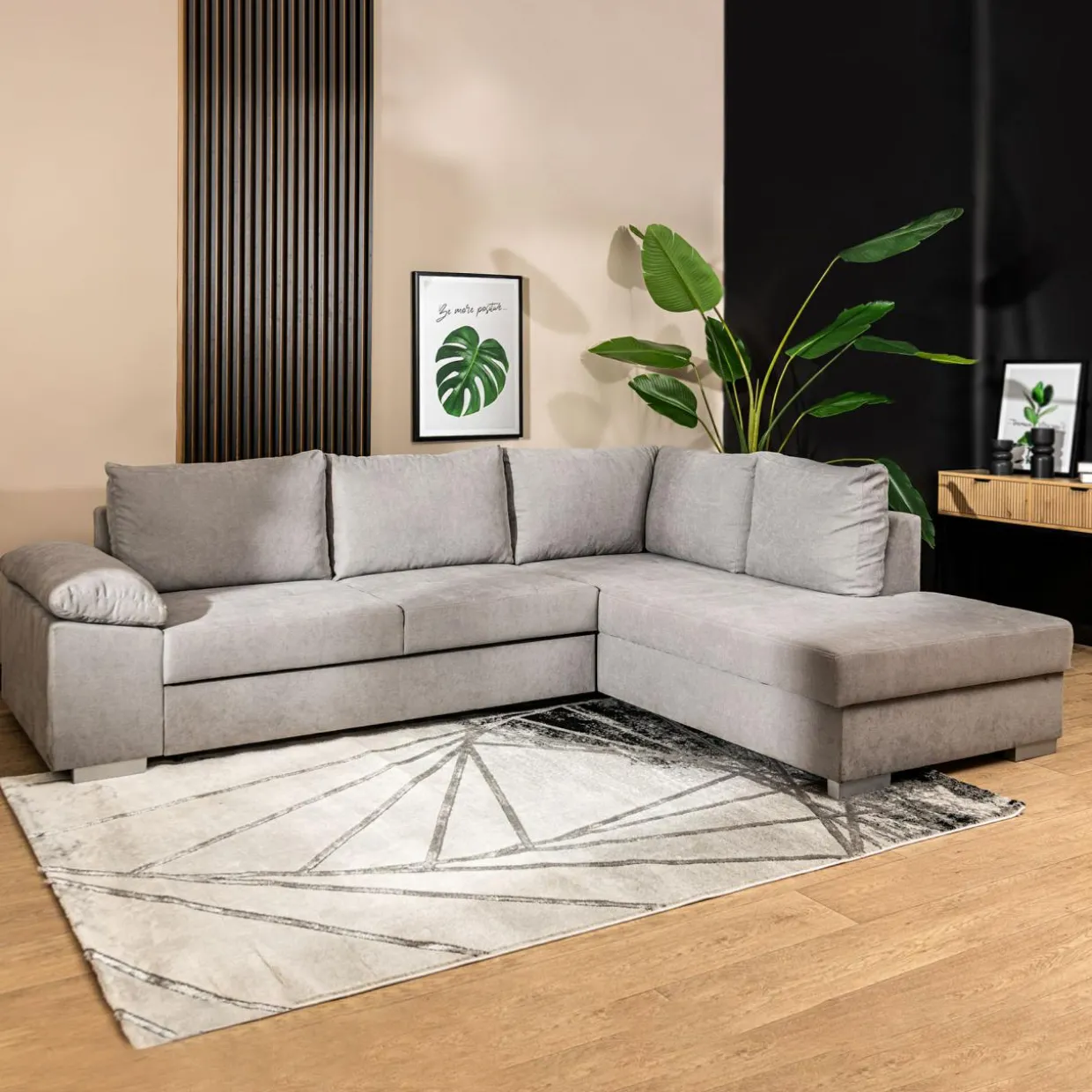 Narożnik rozkładany szary SELENA prawy