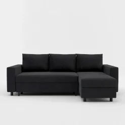 Narożnik rozkładany z 2 pojemnikami czarny MEDIO