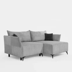 Narożnik rozkładany z poduszkami jasnoszary RAGUS