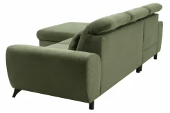 Narożnik rozkładany z poduszkami oliwkowy ALTA lewy