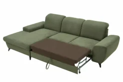 Narożnik rozkładany z poduszkami oliwkowy ALTA lewy