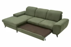 Narożnik rozkładany z poduszkami oliwkowy ALTA lewy