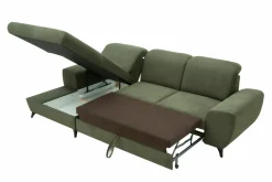Narożnik rozkładany z poduszkami oliwkowy ALTA lewy