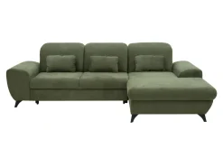 Narożnik rozkładany z poduszkami oliwkowy ALTA prawy