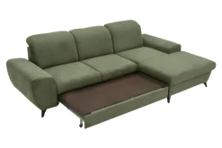 Narożnik rozkładany z poduszkami oliwkowy ALTA prawy