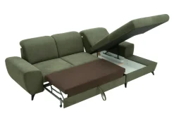 Narożnik rozkładany z poduszkami oliwkowy ALTA prawy