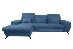 Narożnik rozkładany z poduszkami niebieski ALTA lewy