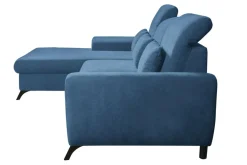 Narożnik rozkładany z poduszkami niebieski ALTA lewy