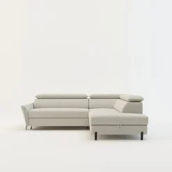 Narożnik rozkładany z regulowanymi zagłówkami jasnoszary ROMEO lewy