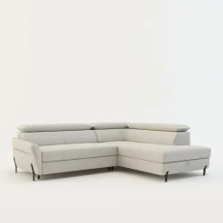 Narożnik rozkładany z regulowanymi zagłówkami jasnoszary ROMEO lewy