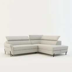 Narożnik rozkładany z regulowanymi zagłówkami jasnoszary ROMEO lewy